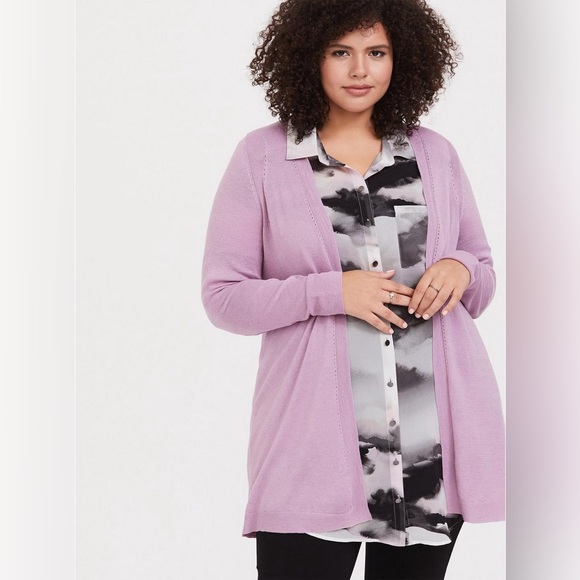 torrid Sweaters - Torrid Longline Cardigan Lilac Sweater Size 0